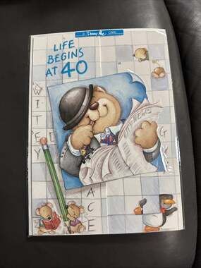 Vtg NOS Donny Mac 40th Birthday Card Large Novelty Puzzle Bear Music E-8